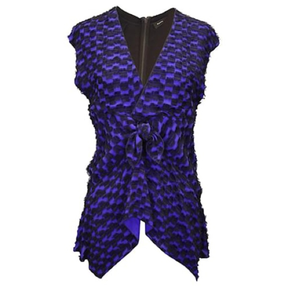 Proenza Schouler Checked Knot Top in Blue